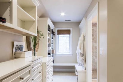 Master bathroom closet with a window for natural light to be added