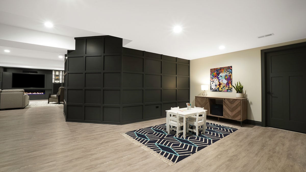 Children's play area within a luxury basement remodel